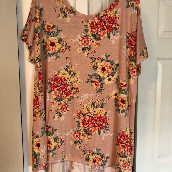 Pink High/Low cross Back Tee - Picture 2 of 3